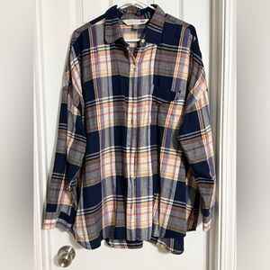 Old Navy Navy Plaid Button-Down Shirt